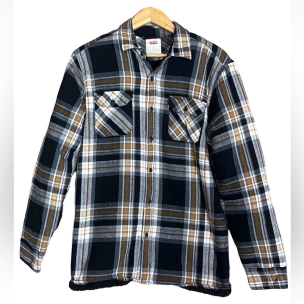 Levi’s plaid flannel shirt / jacket with warm Sherpa lining Size Small - Picture 1 of 11